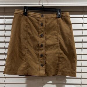 Button-Front Brown Mini Skirt